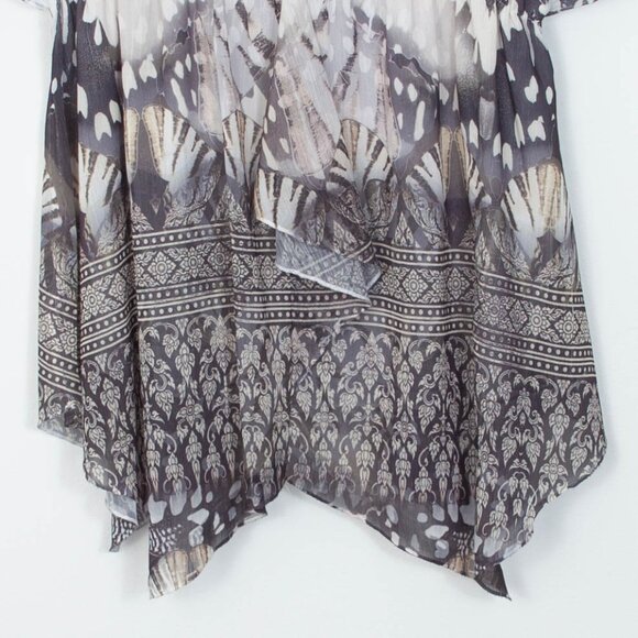 Style & Co Womens Butterfly‎ Sequin Embroidered Babydoll Blouse Size L Boho - Picture 3 of 7